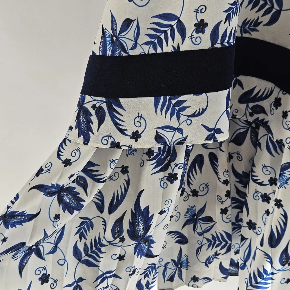 Shoshanna White and Navy Blue Floral Halter Mini Dress - Picture 8 of 14